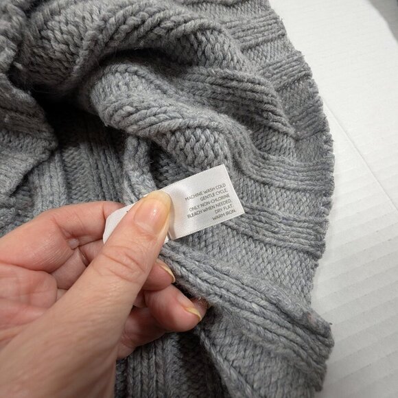 Old Navy Shawl Collar Cable Knit Lambs Wool Angora Rabbit Hair Gray Cardigan S - Picture 7 of 7